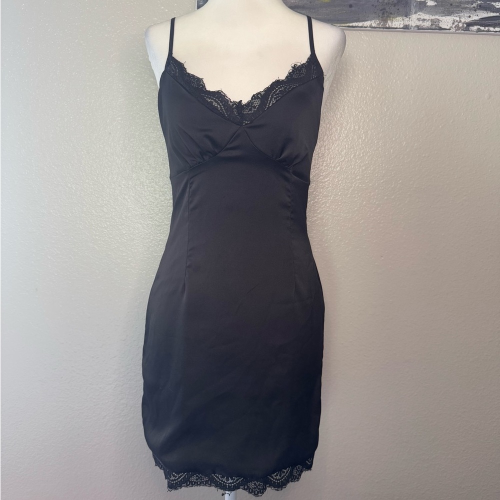 Princess Polly Black Lace Trim Slip Dress